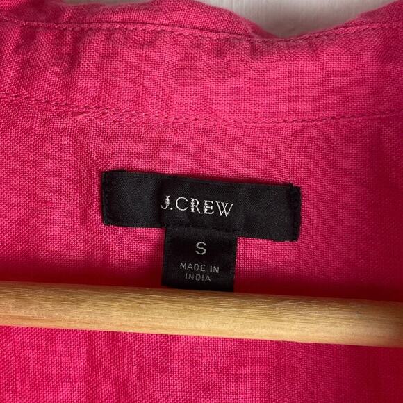 J. Crew Short Sleeve Popover 100% linen Dark Pink Chest Pocket Women's Small - Picture 4 of 9